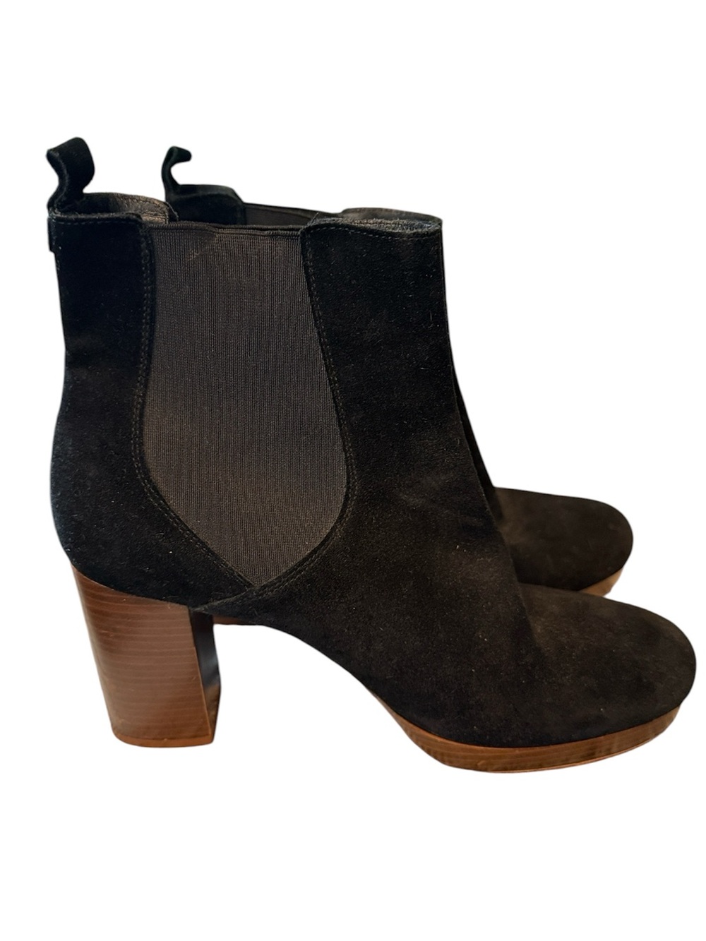 New Look Premium Black Suede Chelsea Ankle Boots Block Heel Women’s US 9 EU 42